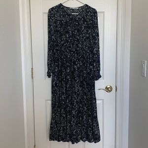 ZARA Black & White Floral Maxi Dress